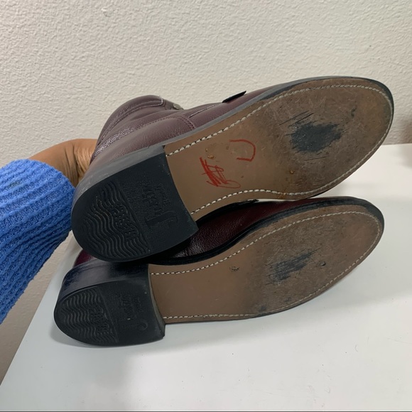 Justin Combat Work Boots Burgundy Man Made Leather - Picture 10 of 13